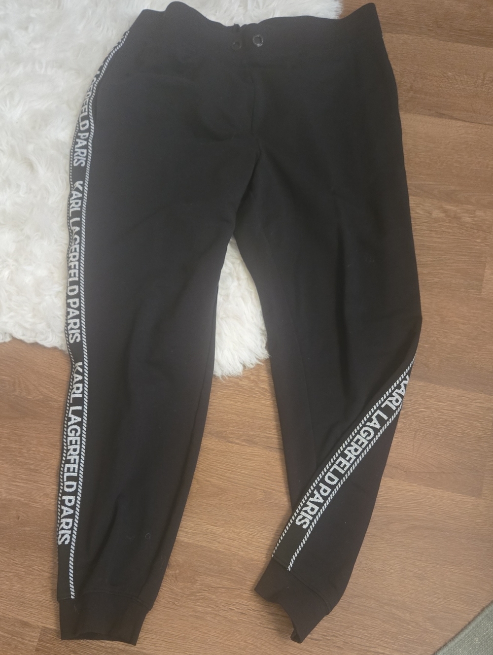 Karl Lagerfeld Kids Black Joggers with White Logo Tape